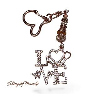 Stethoscope and heart beat pink Gold Love Keychain